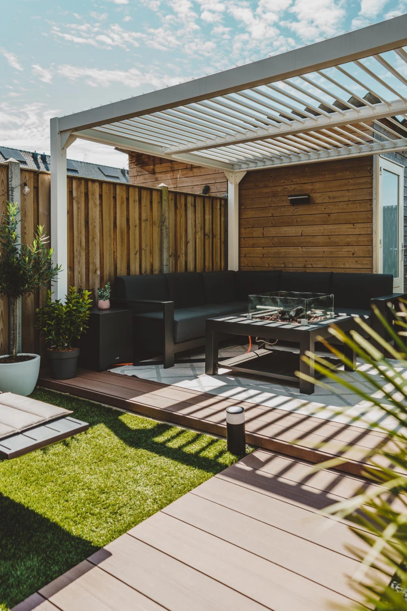 Aluminium Pergola Met Lamellen Wit 400 x 400 cm - Afbeelding 4